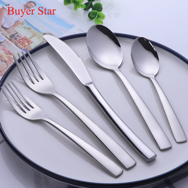 Outlet store  Luxury hotel restaurant new 5 pieces stainless steel cutlery set with box