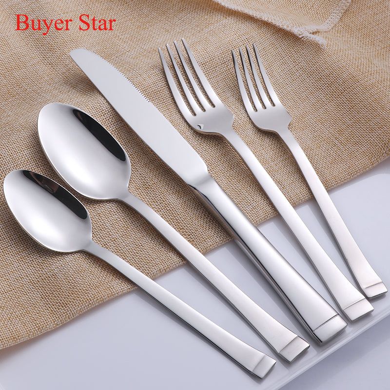 Outlet store  Luxury hotel restaurant new 5 pieces stainless steel cutlery set with box
