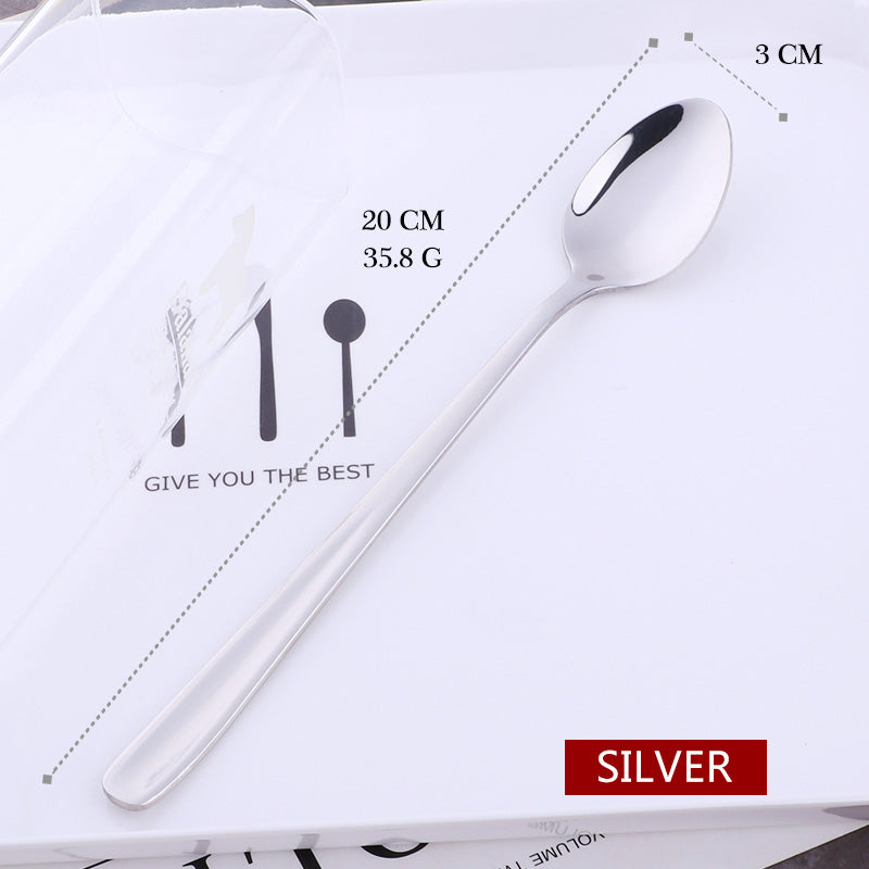 Customize colorful long handle stainless steel cocktail ice cream mixing dessert spoon shopify 50 Piece/Pieces(Min. Order)